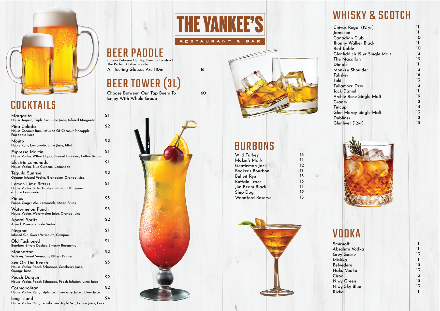 Yankees Restaurant and Bar Surfers paradise GC Drinks 1-2 Point of Sale Powered by FrabPOS Website and Online Ordering by Order Eats